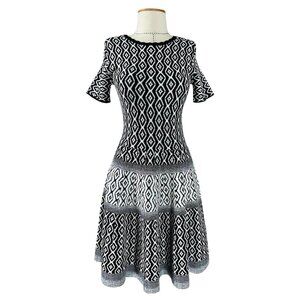 Saks Black Label Argyle Sweater Knit Dress XL